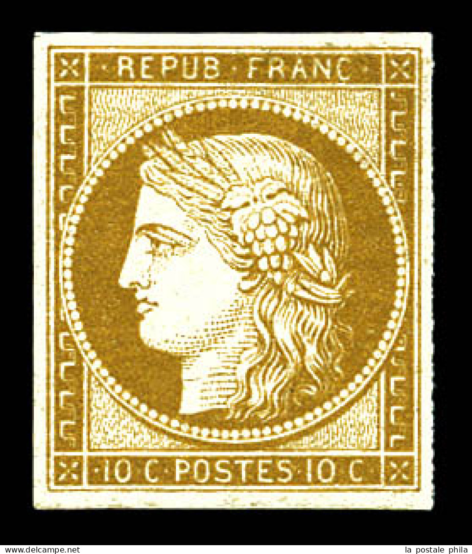 * N°1, 10c Bistre-jaune, Très Frais. SUP (certificat)  Qualité: *  Cote: 3200 Euros - 1849-1850 Cérès