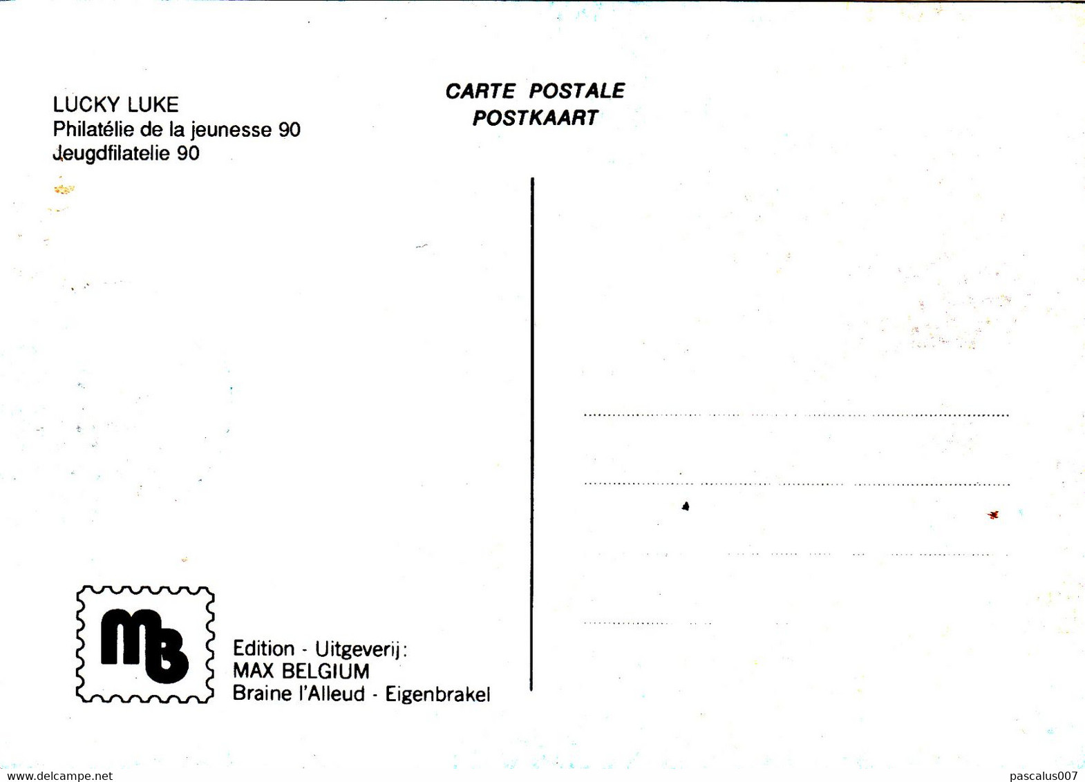 B01-385 2390 BD Carte Maximum Lucky Luke Morris 13-10-1990 7730 Estaimpuis - Souvenir Cards - Joint Issues [HK]