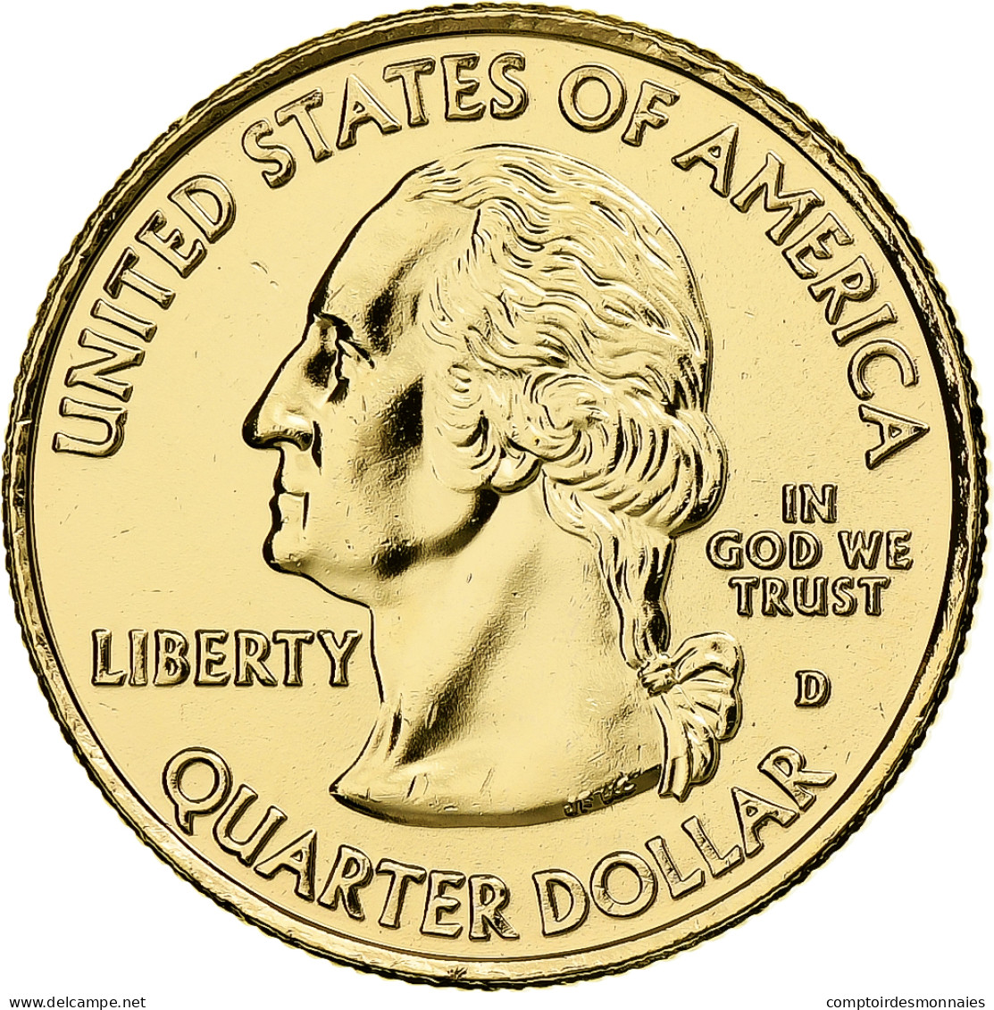 États-Unis, Quarter, Guam, 2009, U.S. Mint, Golden, Cupronickel Plaqué Cuivre - 1999-2009: State Quarters