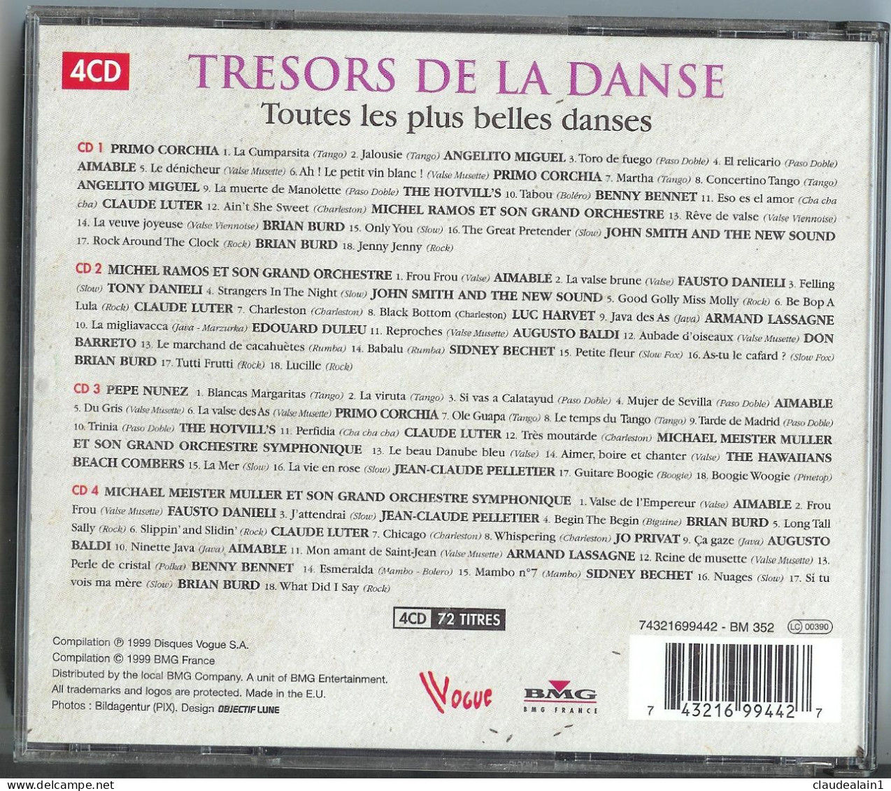 ALBUM CD TRESORS DE LA DANSE - TOUTES LES PLUS BELLES DANSES (4 CD & 72 Titres) - Très Bon état - Dance, Techno & House