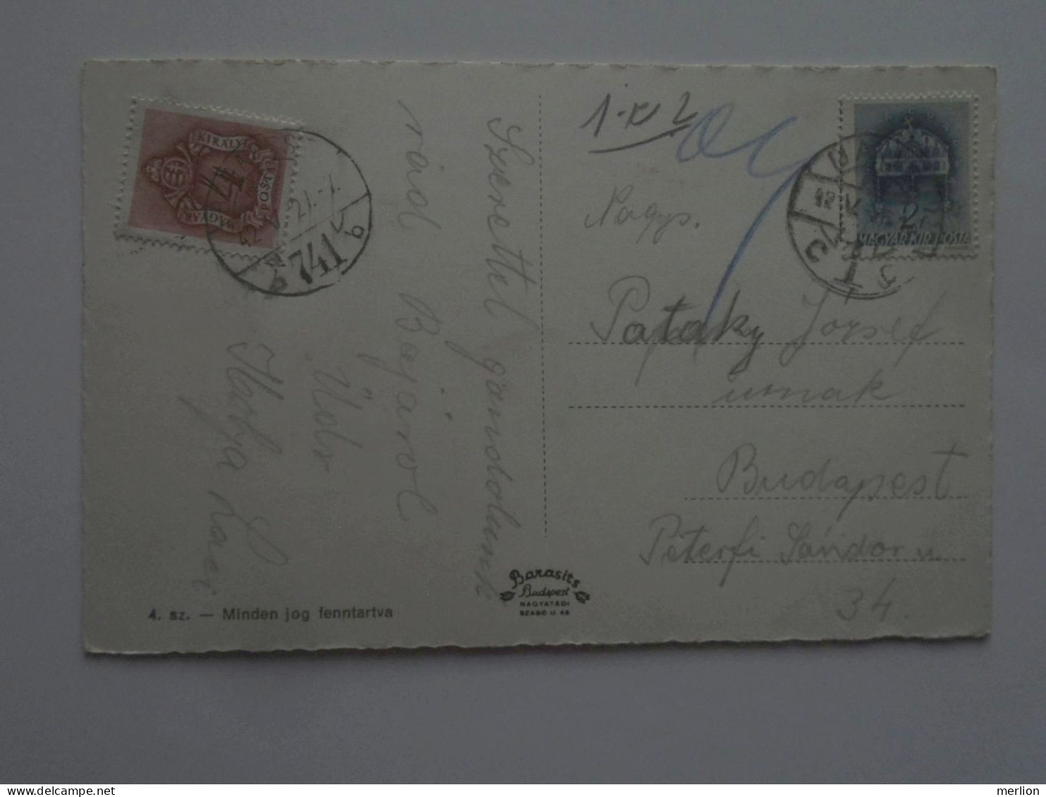 D200846  Hungary  Postage Due -  1942    Porto Stamp  4 Filler   BAJA - Portomarken