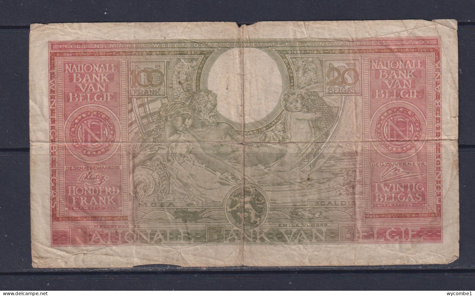 BELGIUM  - 1943 100 Francs Circulated Banknote - 100 Frank-20 Belgas