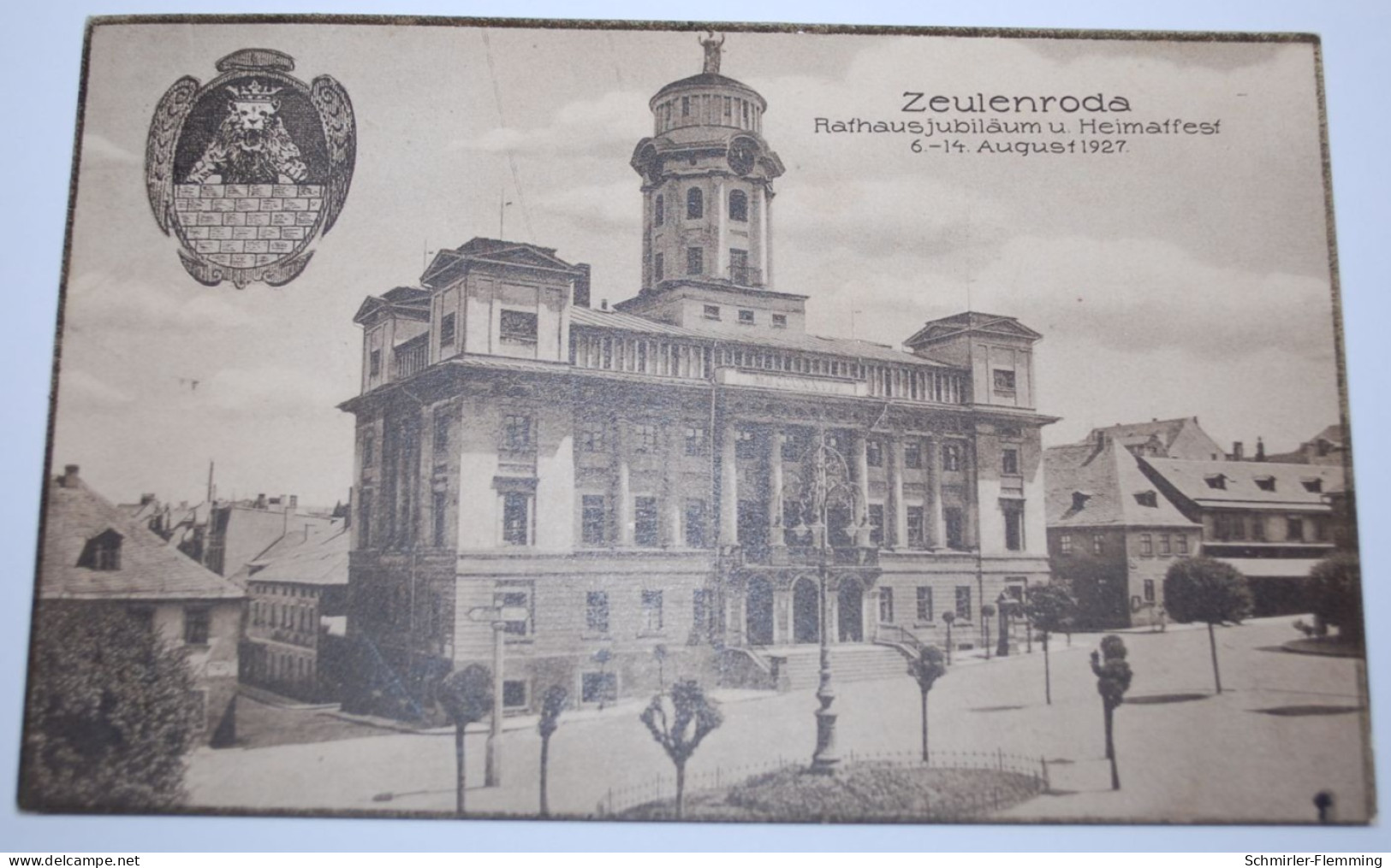 Postkarte Zeulenroda -Rathausjubiläum & Heimatfest, Braun, 1927, Orig. Gelaufen Nach Leipzig, I-II - Zeulenroda