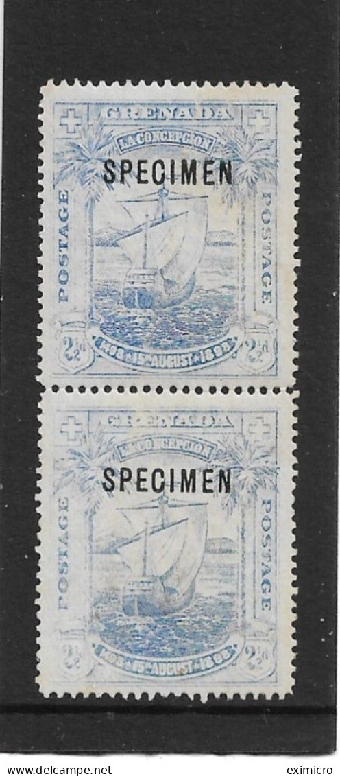 GRENADA 1898 2½d VERTIVAL PAIR OVERPRINTED 'SPECIMEN' SG 56s MINT NO GUM Cat £170 - Grenada (...-1974)