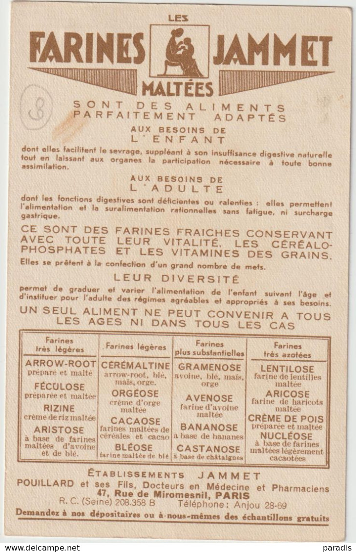 Les Provinces De France , Publicitaire FARINES JAMMET La PICARDIE 60  Phare ,Voilier, Coiffe , - Droit