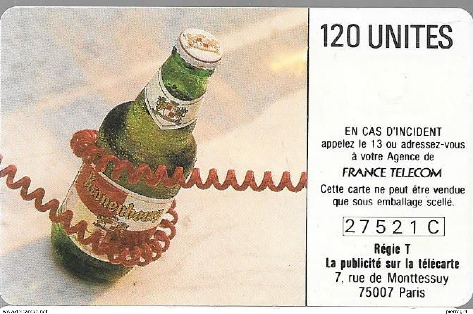 CARTE-PUBLIC-120U-F 91.681-GEM1A-KRONENBOURG -PETITE FLECHE-V° N°5 CHIFFRES 1 LETTRE-N°27521C-UTILISEE -TB E- - 1989