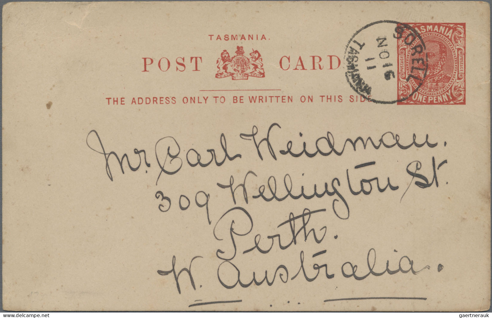 Tasmania -  postal stationery: 1900/1912 ca., collection with ca.20 mostly used