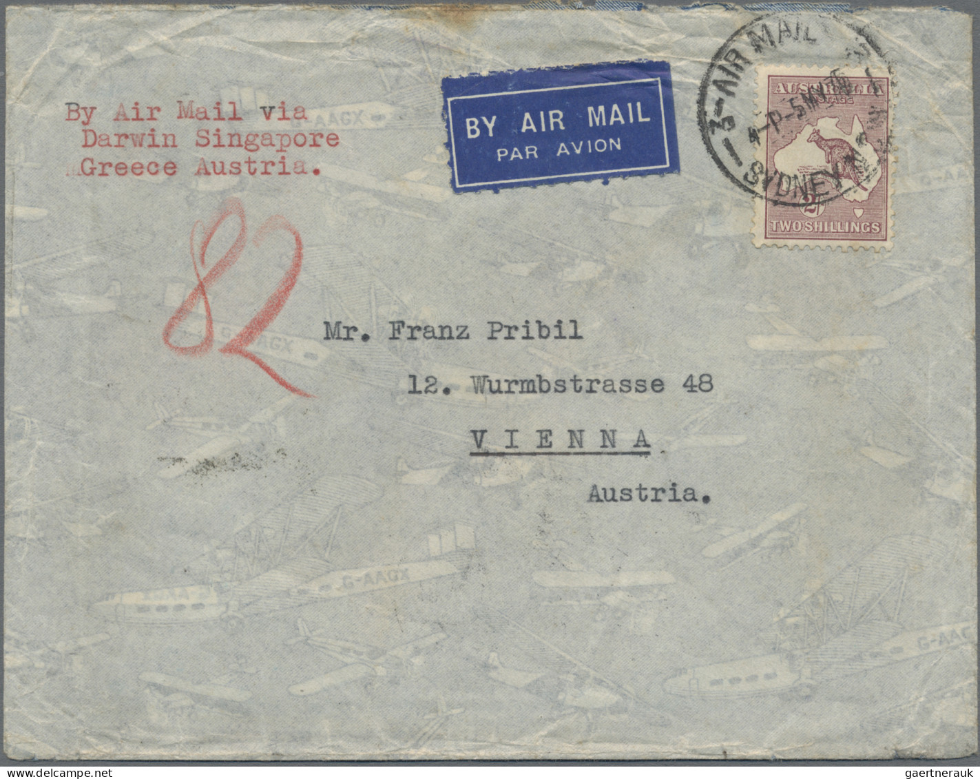 Australia: 1908/1938, covers (7 inc. 5 by air) and ppc (2, real photo cards of H