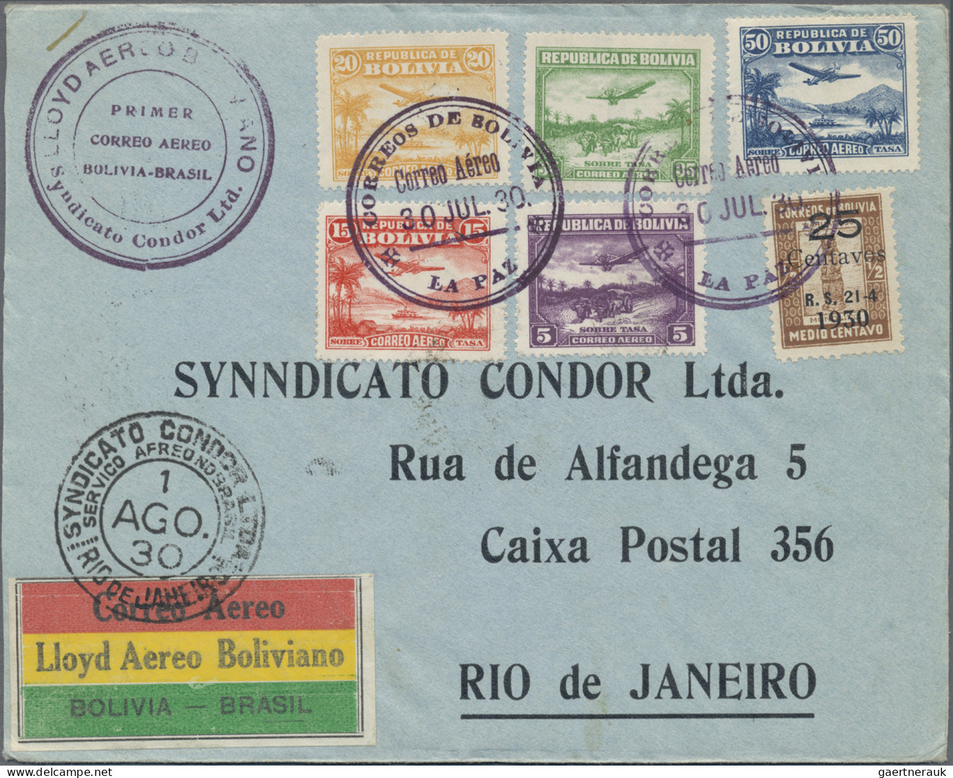 Bolivia: 1890/1960 (ca.), assortment of 36 covers/cards incl. (uprated) statione