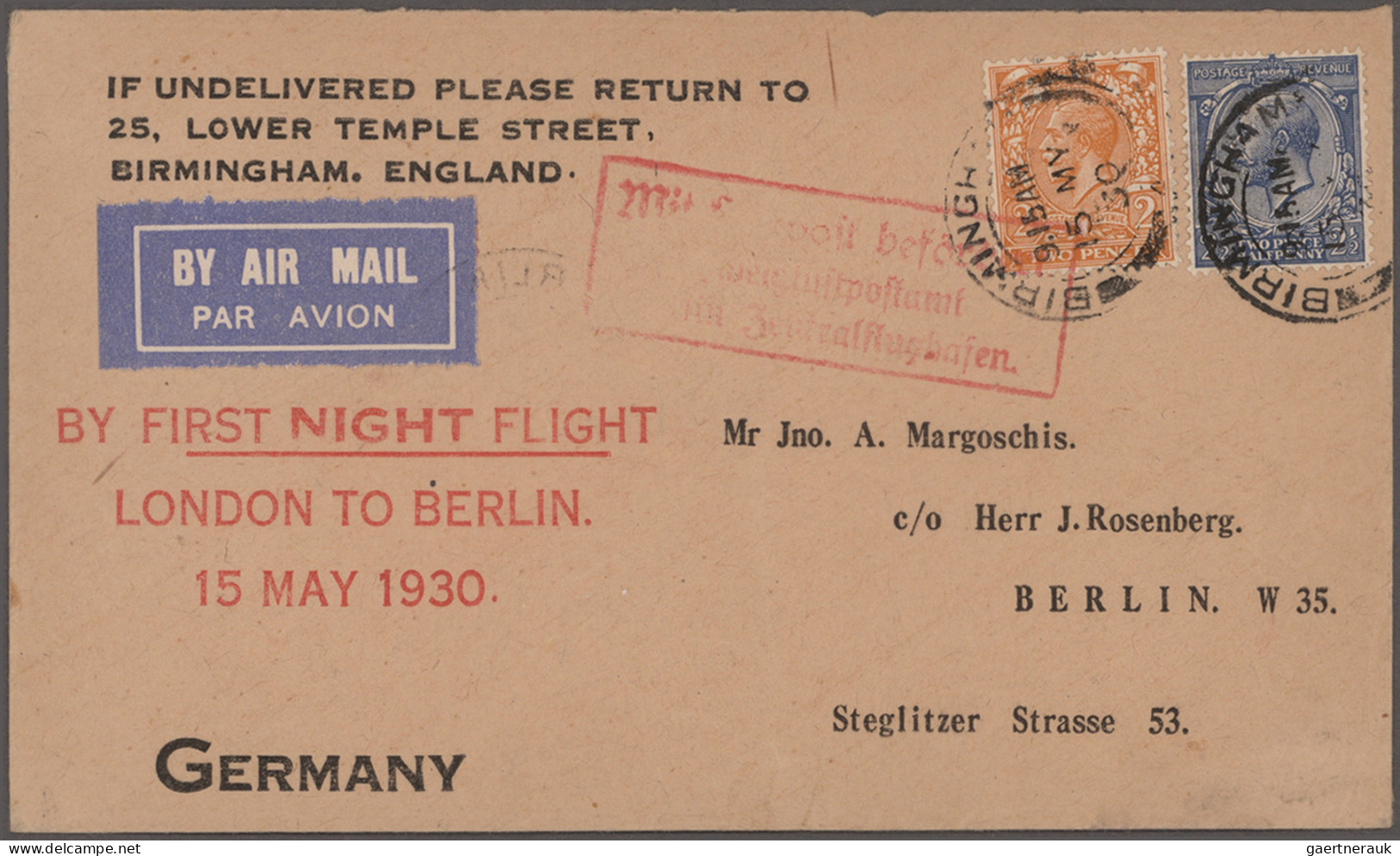 Air Mail - Germany: 1913-1950 Kollektion von 15 deutschen Flugpostbelegen, meist