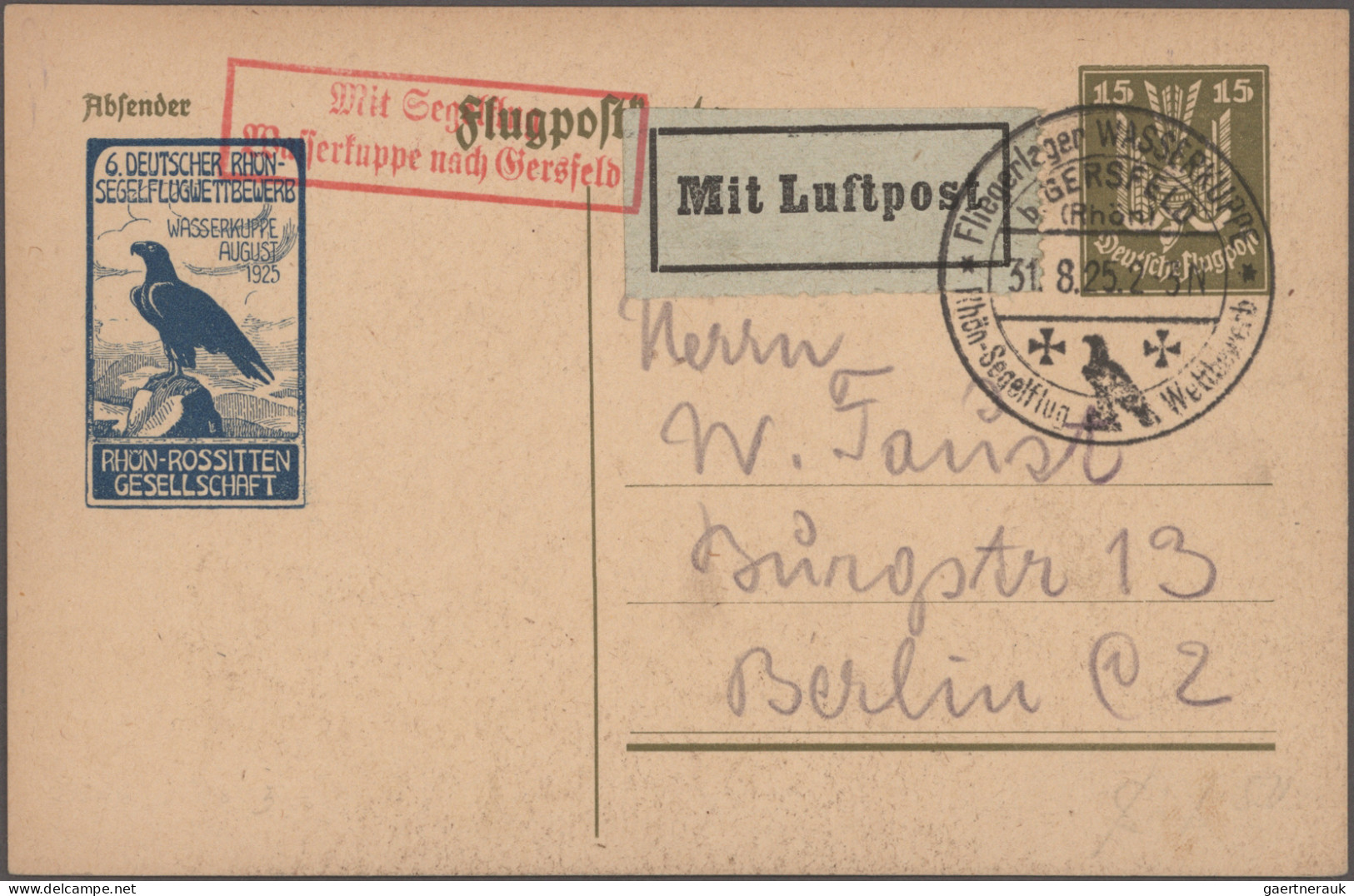 Air Mail - Germany: 1923/1931, Dt.Reich, saubere Sammlung von 58 Flugpost-Belege