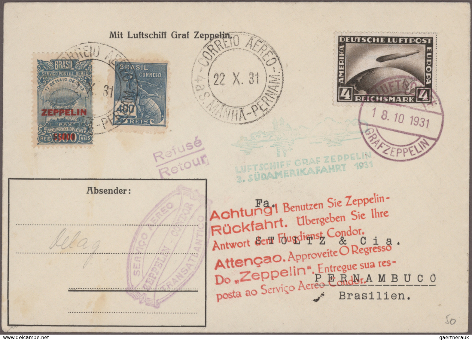 Zeppelin Mail - Germany: 1929/1939, Umfangreiche interessante Sammlung mit ca. 4