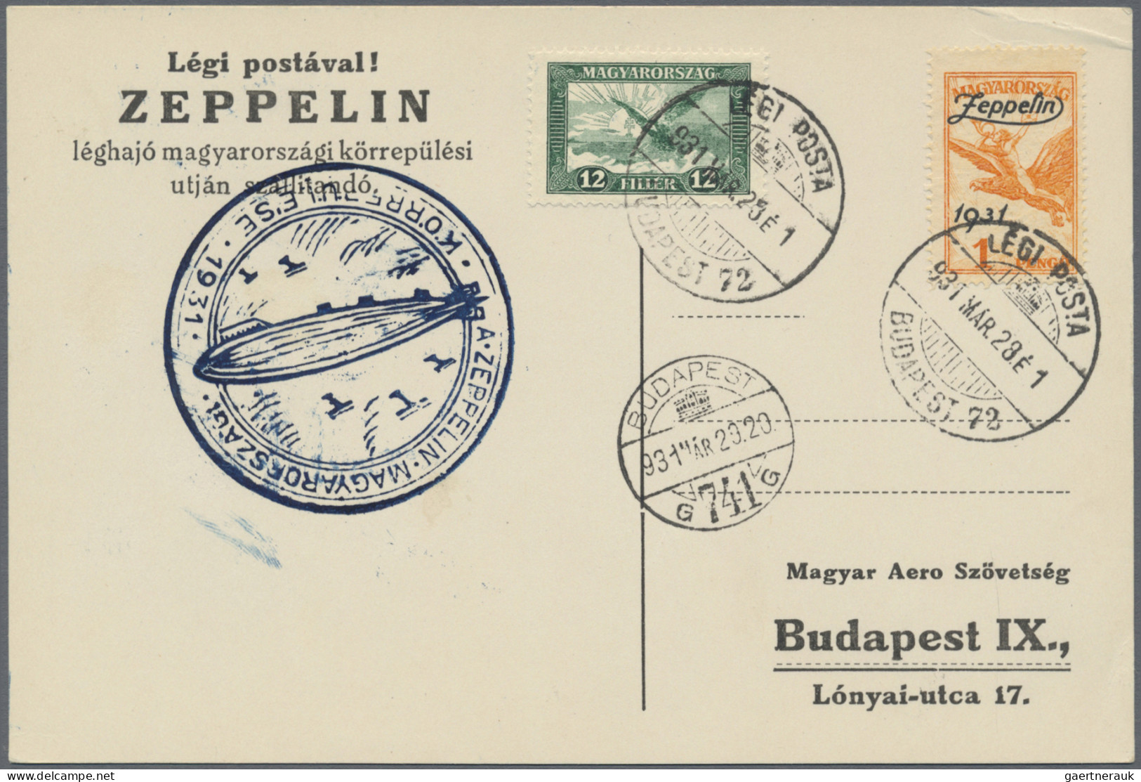 Zeppelin Mail - Europe: 1931, Trip To Hungary, Lot Of Four Entires, Sieger Nos. - Autres - Europe