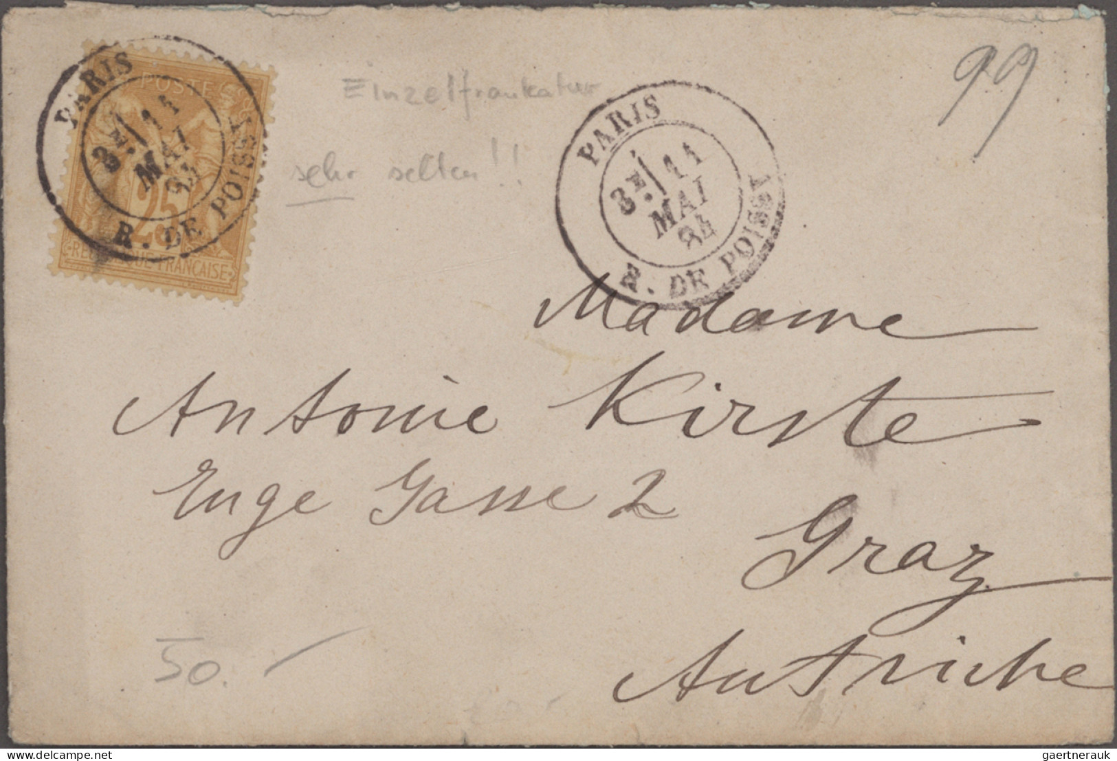 France: 1810-1960 Ca.: Lot Of 33 Covers And Postcards, With Two Early Pre-philat - Sammlungen