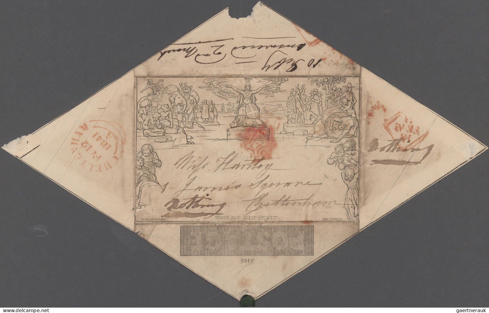 Great Britain - Postal Stationary: 1840/1841, Mulready, Lot Of Three Items: (1) - 1840 Mulready Envelopes & Lettersheets