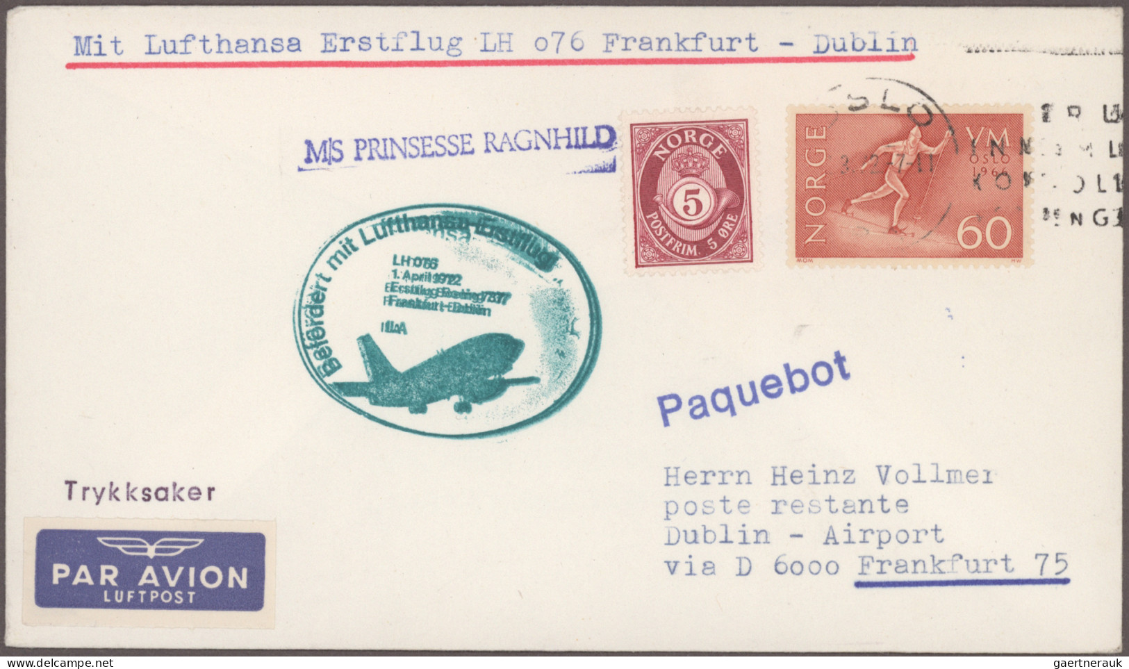 Ireland: 1956/2000's FIRST FLIGHTS: Collection Of 68 Covers Carried By First Fli - Lettres & Documents