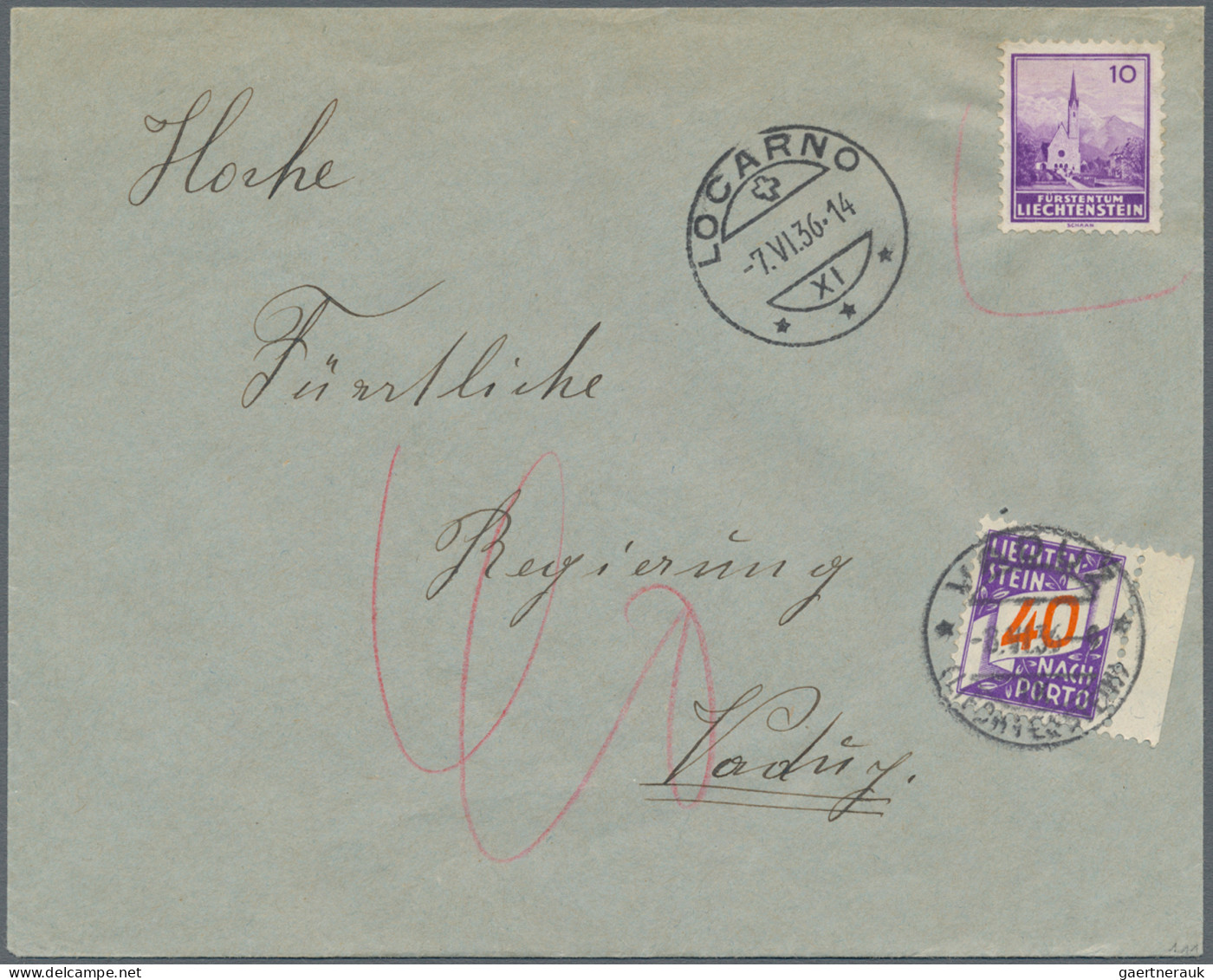 Liechtenstein - Portomarken: 1928/1939, Portomarken II, 5-40 Rp.Ziffer Im Bandau - Portomarken