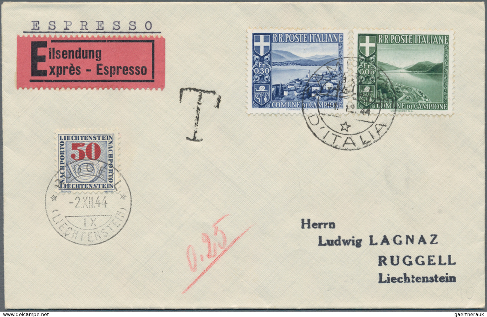 Liechtenstein - Portomarken: 1944/1948, Lot Mit 6 Unterfrankierten Eil- Bzw. R-E - Postage Due