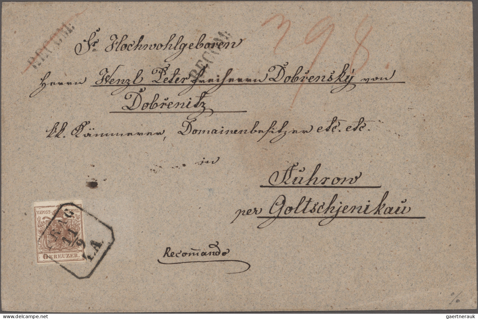 Österreich: 1850/1858 (ca), Zusammenstellung von 9 Belegen unfrankiert bzw. fran