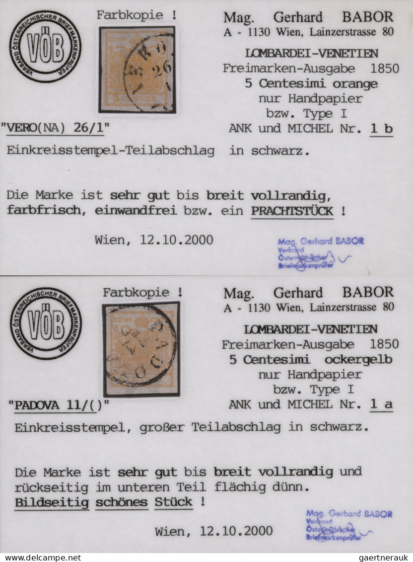 Österreich - Lombardei Und Venetien: 1850, 5 Cent., Zusammenstellung Von 5 Einze - Lombardo-Venetien