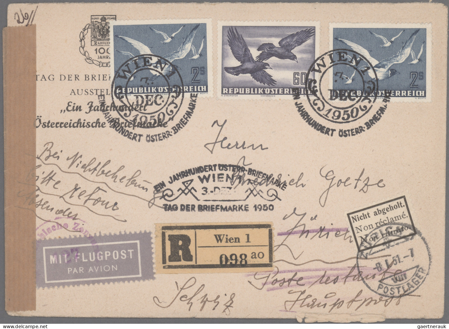 Österreich - Flugpost: 1918/1981, Saubere Sammlung Von 34 Flugpostbelegen Sowie - Autres & Non Classés