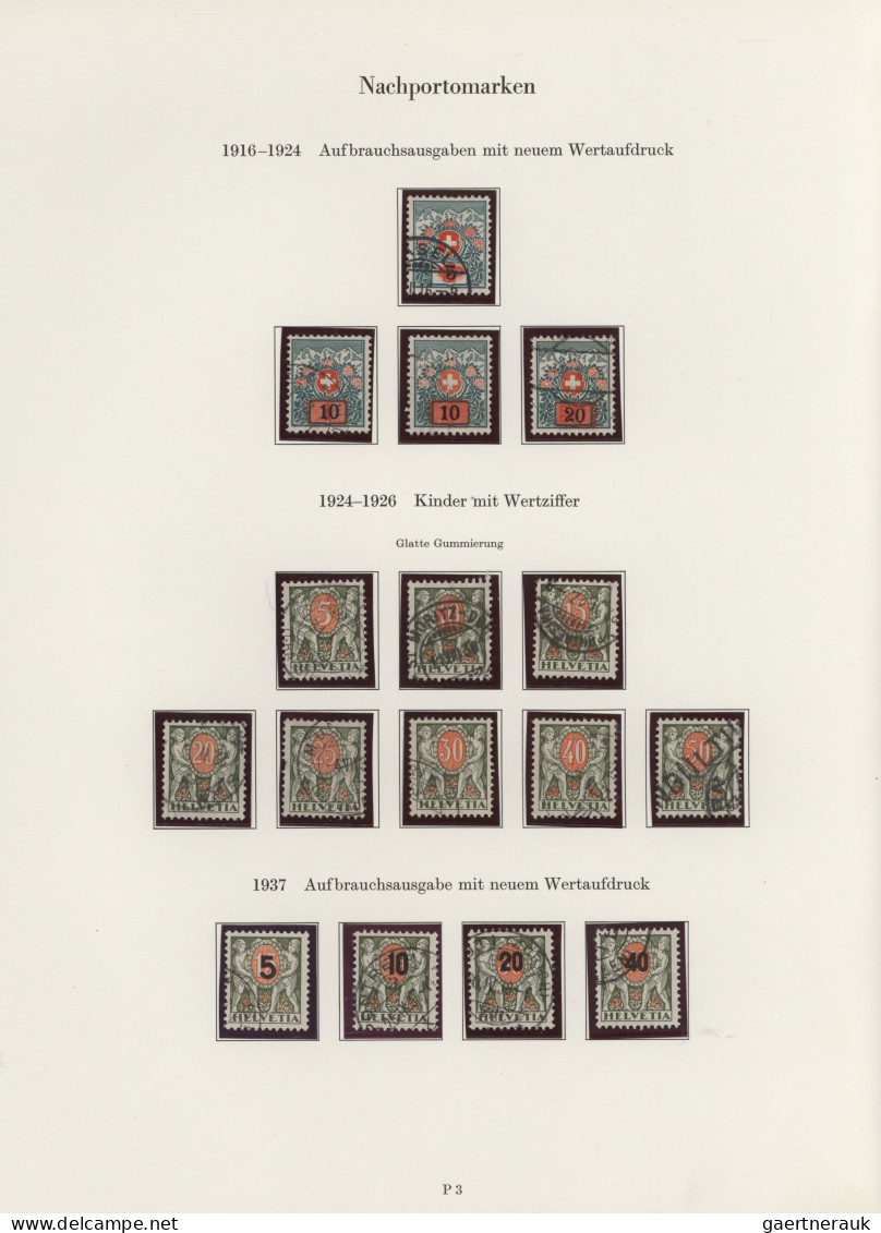 Schweiz - Portomarken: 1878-1940: Sammlungs- und Dublettenbestand von fast 600 N