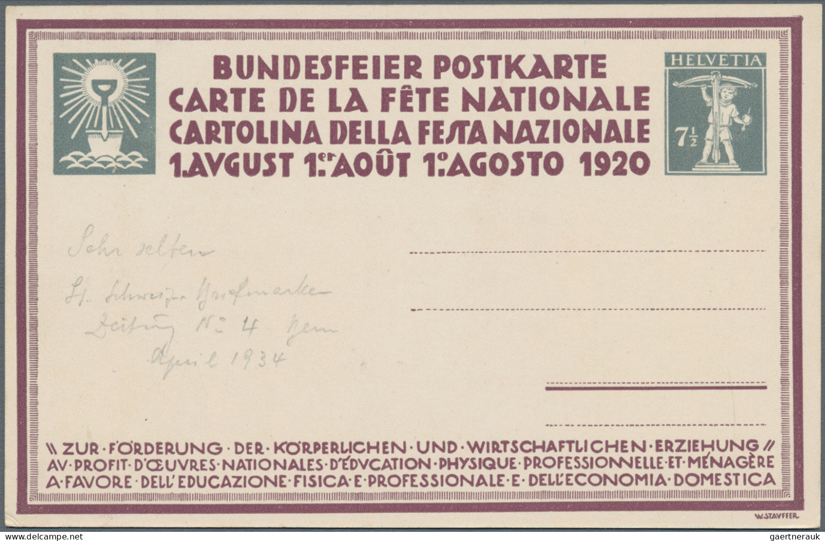 Schweiz - Ganzsachen: 1910-1937 Etwa 90 Bundesfeierkarten Im Album, Dabei "Turne - Entiers Postaux