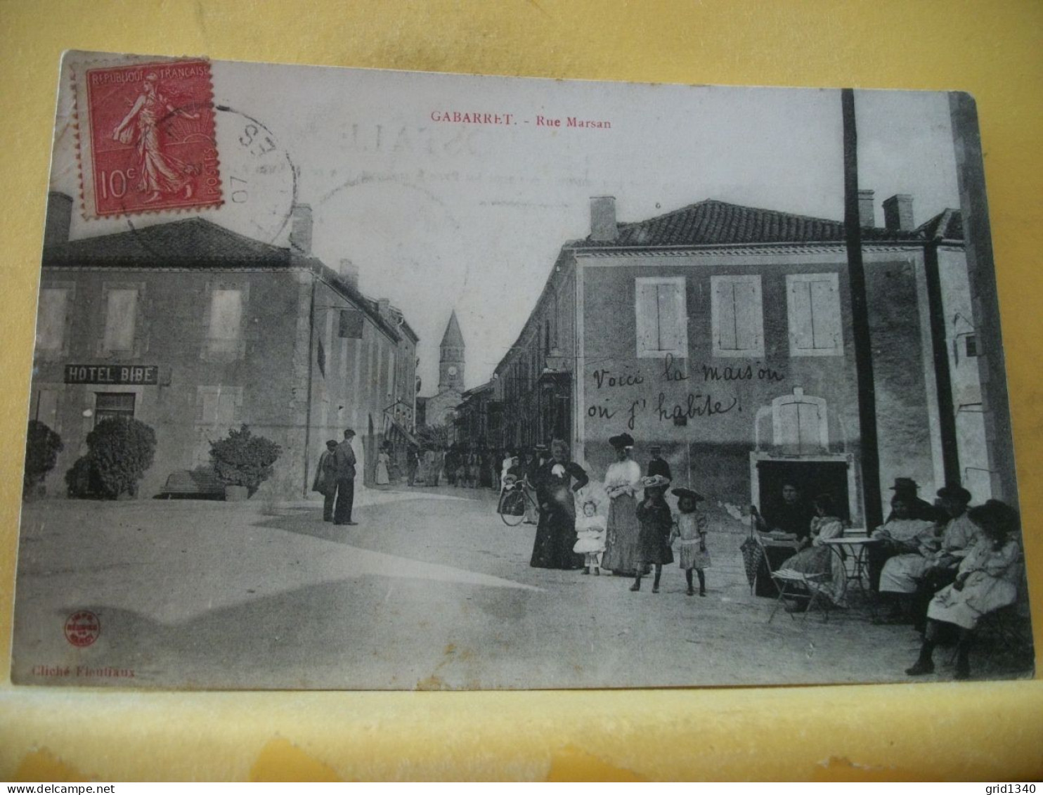 40 1108 INCONNU SUR DELCAMPE. RARE CPA 1907 - AUTRE VUE DIFFERENTE N°2 - 40 GABARRET - RUE MARSAN - ANIMATION - Gabarret