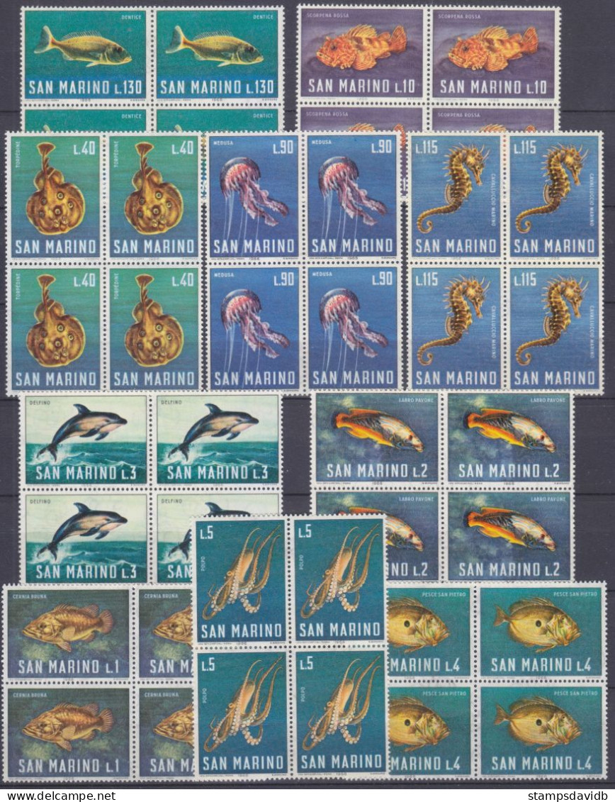 1966 San Marino 869VB-878VB Marine Fauna - Dolphins - Delfines