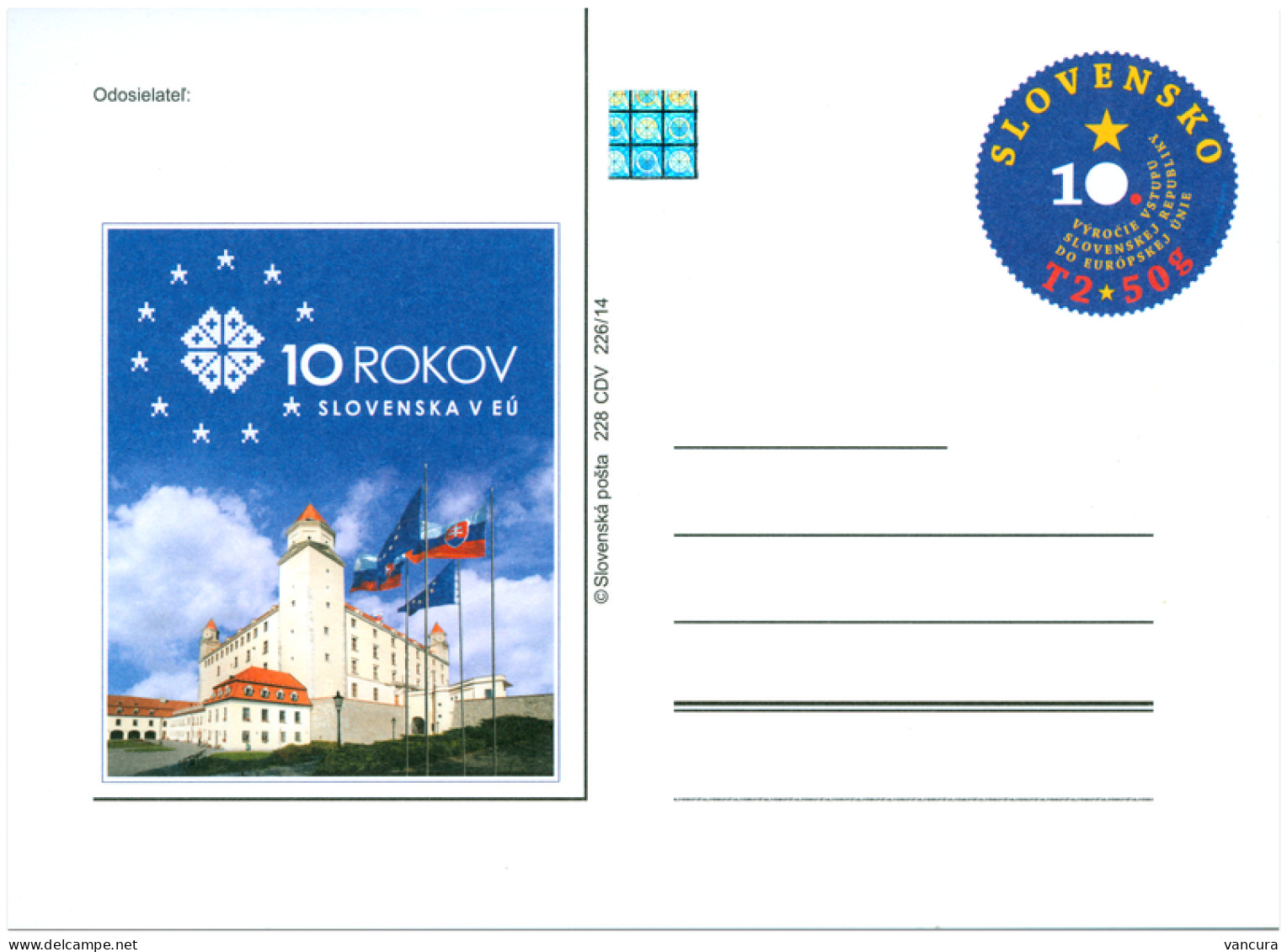 ** CDV 228 Slovakia 10 Years In EU 2014 Bratislava Castle - Comunità Europea