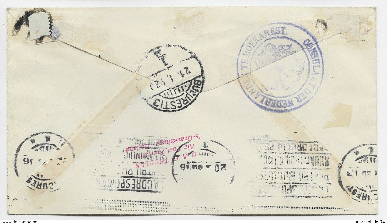 NEDERLAND 5C+ 2 1/2C LETTRE COVER AVION CONFERENCE DE LA HAYE 17.1.1930 1929 TO BUCURESTI ROMANIA - Luftpost