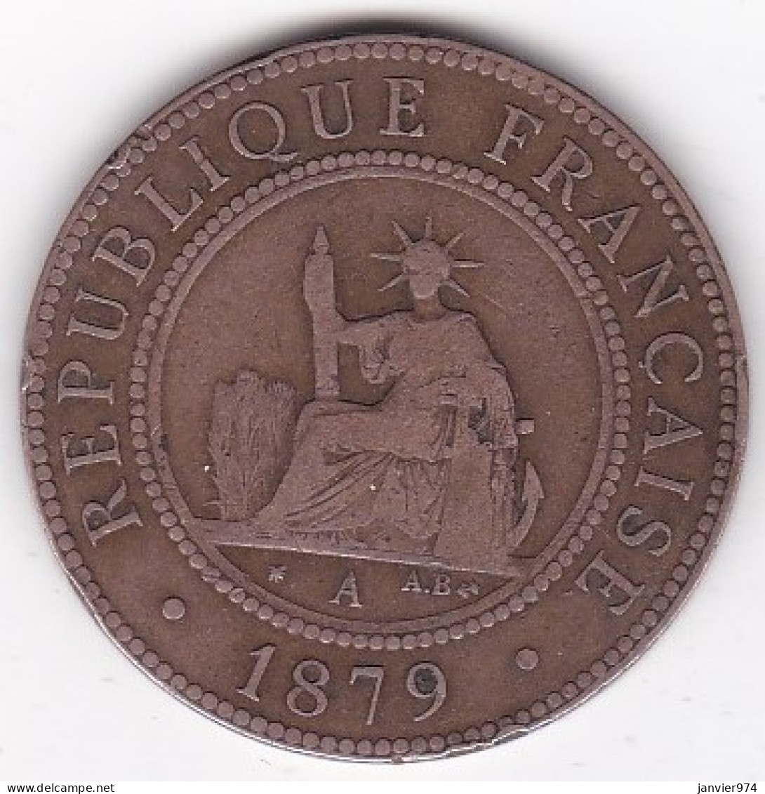 Cochinchine Française. 1 Centième 1879 A , En Bronze , Lec# 12 - Cocincina