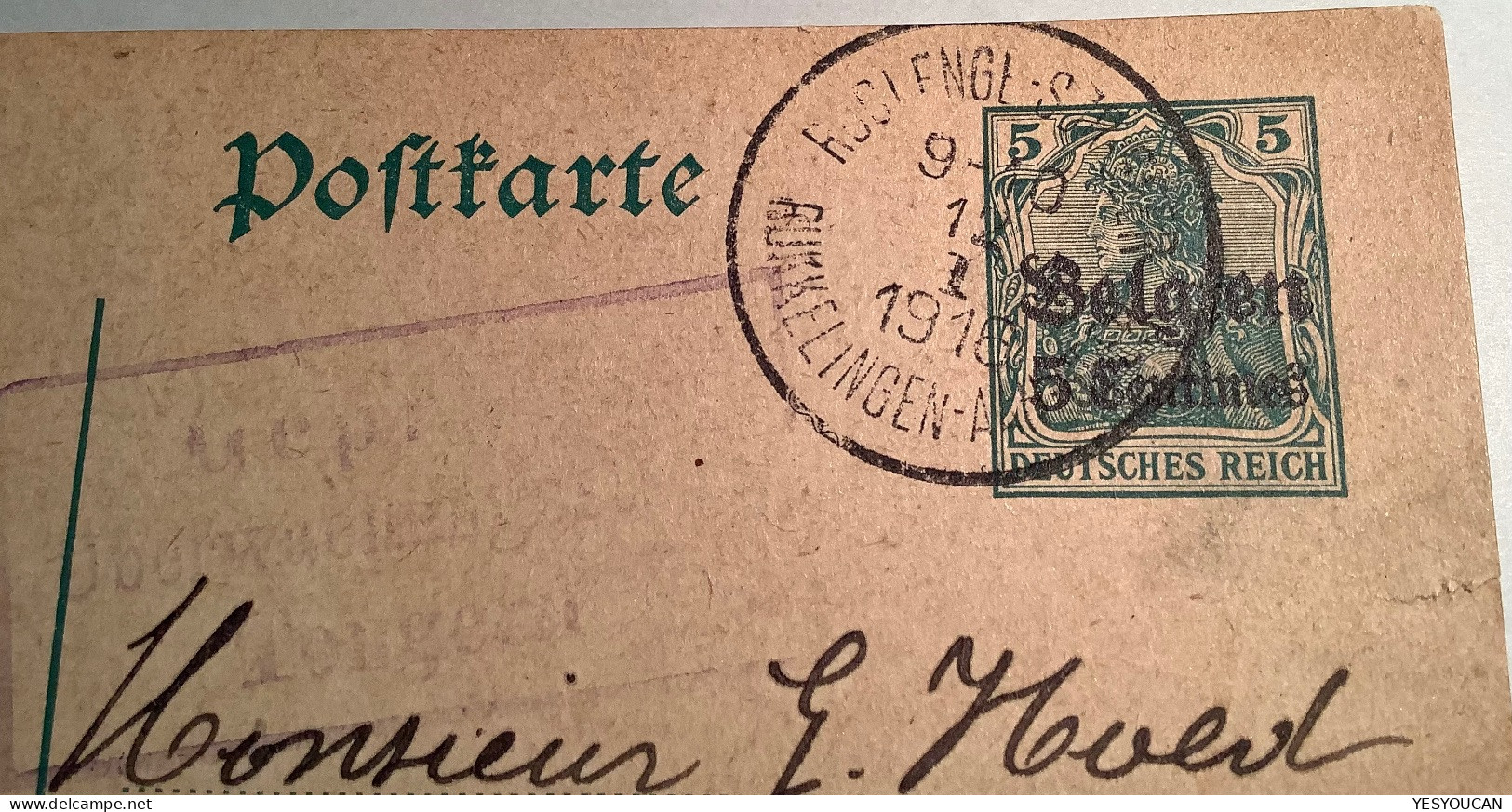 RARE: Roclenge-sur-Geer 1916 (prov.Liège) Germania/Belgien Censure/Zensur TONGERN(Deutsche Besetzung  Guerre - OC1/25 Gouvernement Général