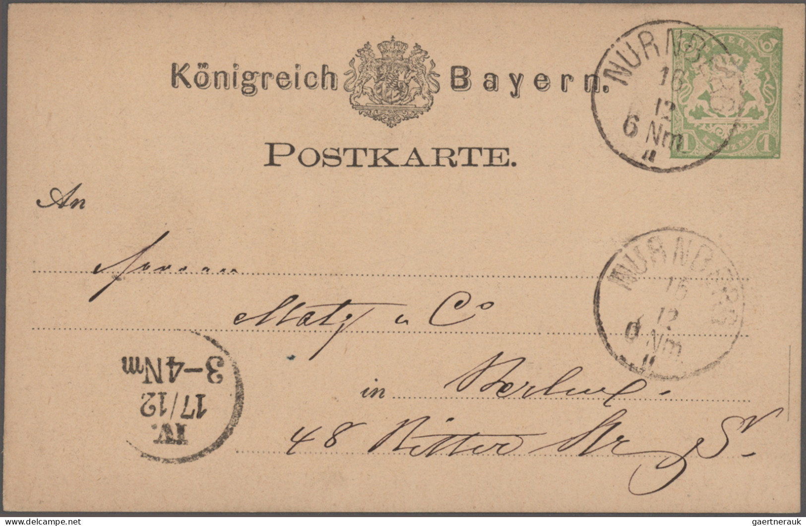 Bayern - Marken und Briefe: 1870/1876, Postkarten/"Correspondenz-Karten", spezia