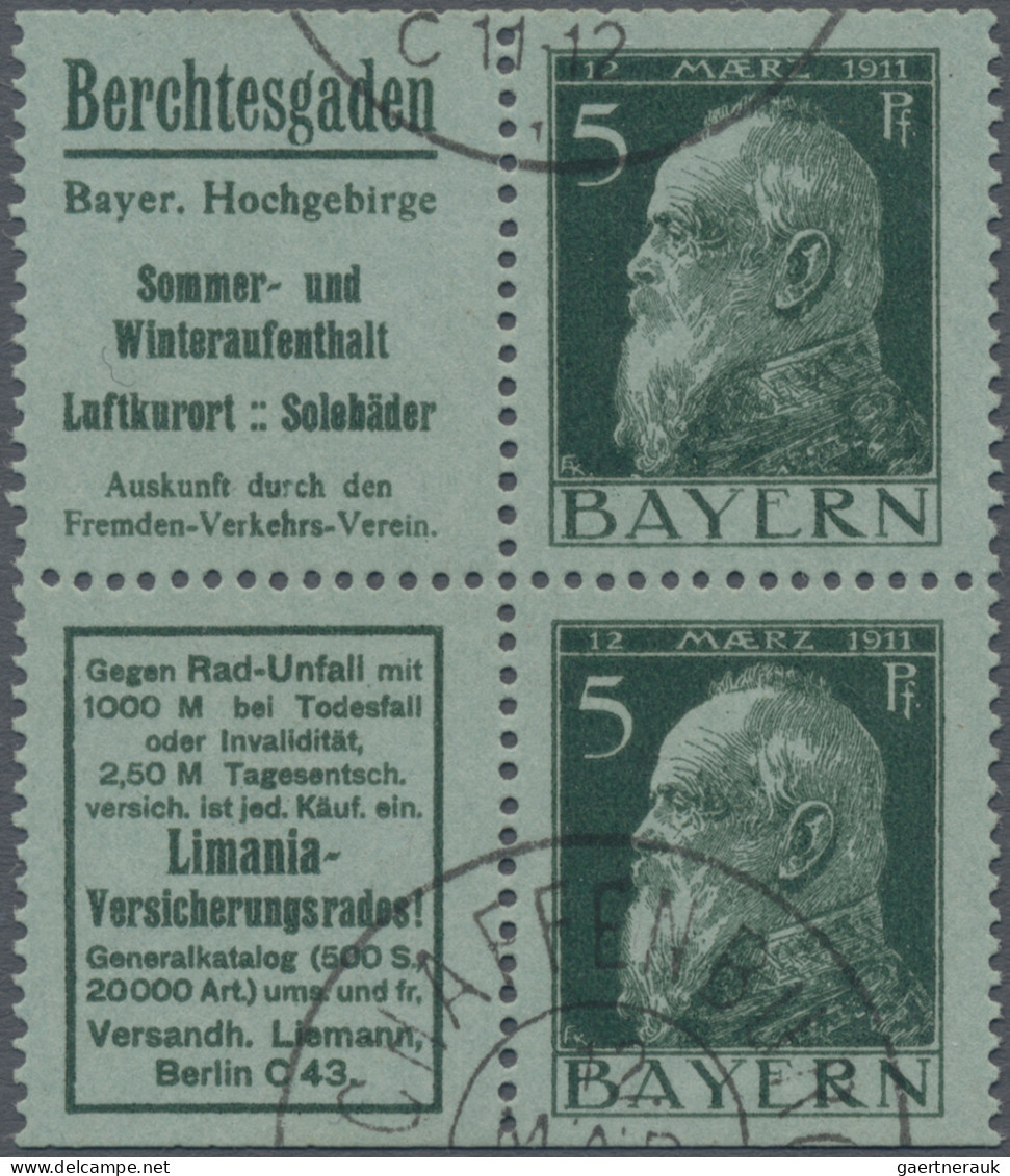 Bayern - Zusammendrucke: 1911/1913, Sammlung von 24 Zusammendrucken aus Markenhe