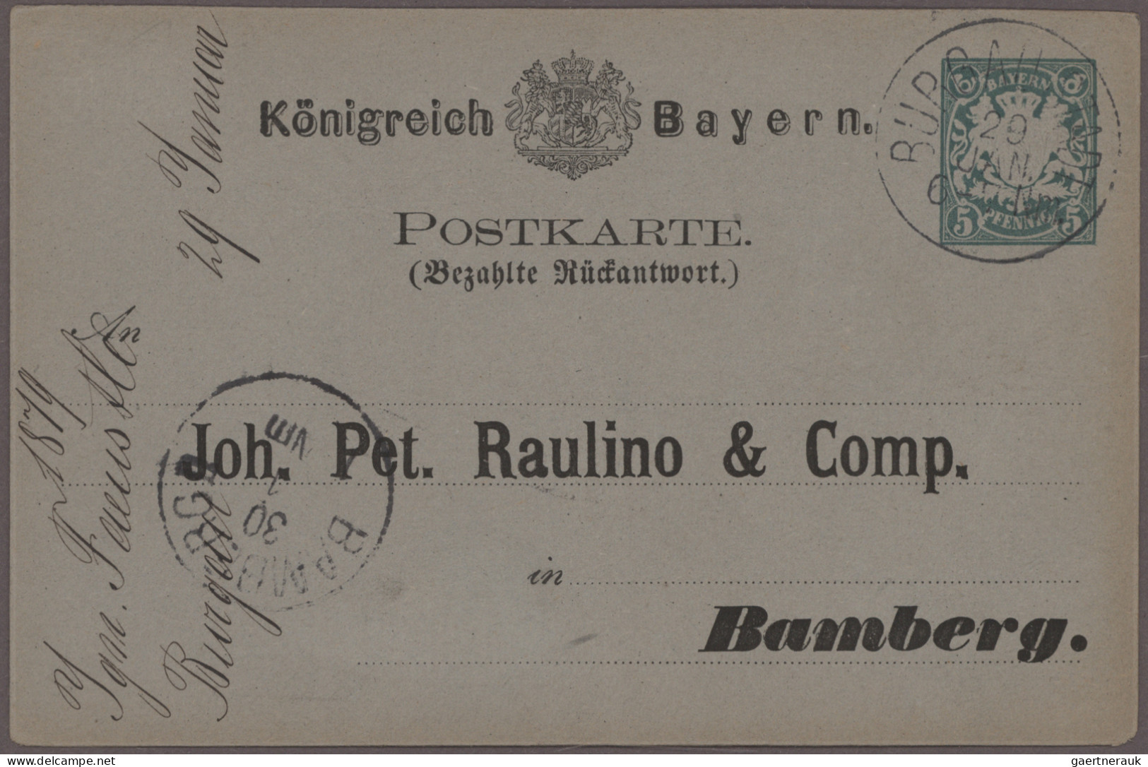 Bayern - Ganzsachen: 1880/1920 (ca.), Partie von ca. 120 gebrauchten und ungebra