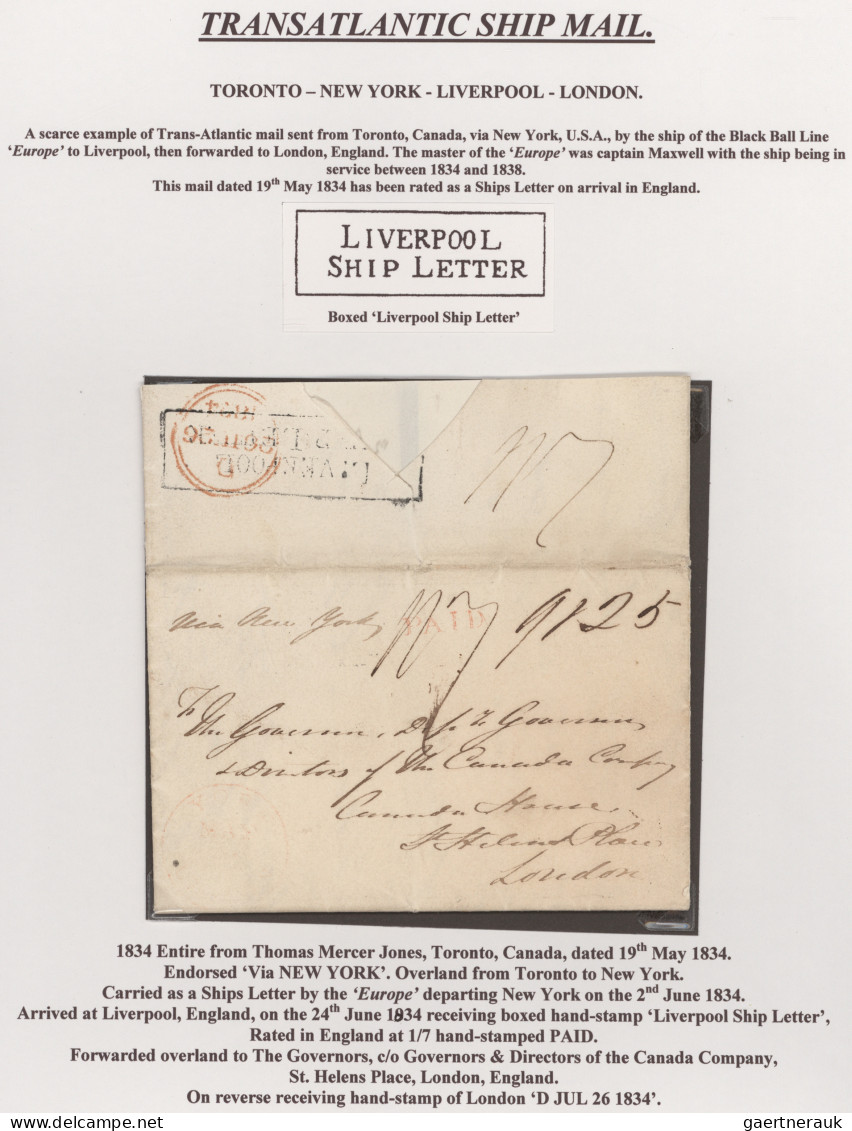 Transatlantikmail: 1803/64, Five Stampless Covers: US-UK 1803, Canada-UK 1834/56 - Sonstige - Europa