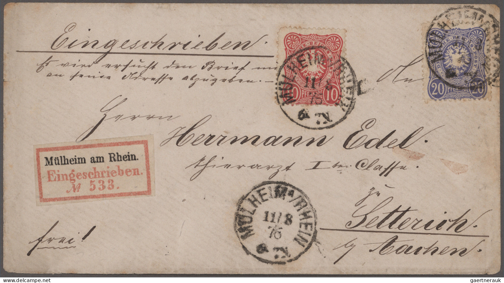 Deutsches Reich - Pfennige: 1875/1880, Sammlung von 39 Briefen und Karten mit Fr