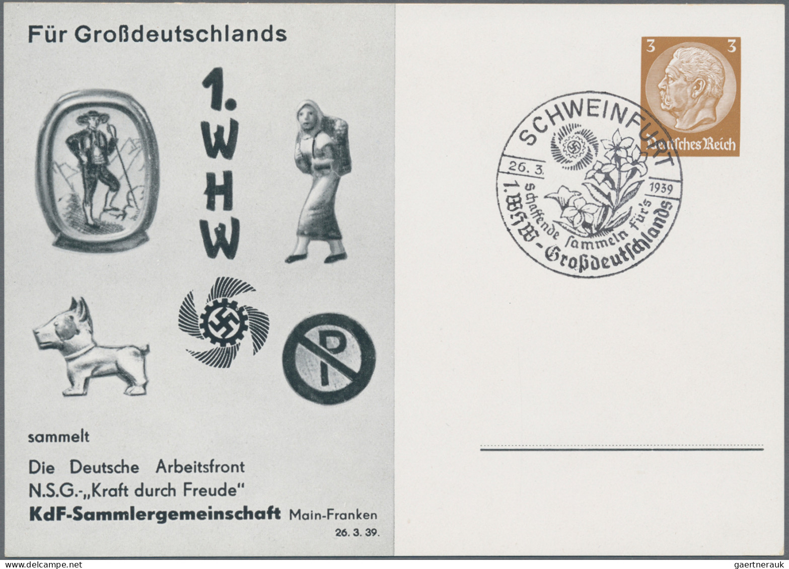 Deutsches Reich - Privatganzsachen: 1937/1939, Privatganzsachenkarte 3 Pfg. Hind - Autres & Non Classés