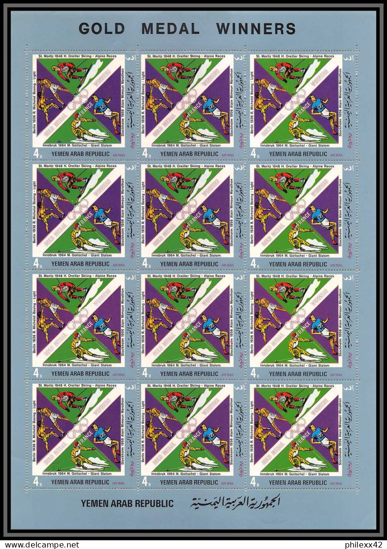 Nord Yemen YAR - 3675/ N°1498/1501 A Gold Medalists Jeux Olympiques (olympic Games) Grenoble 1968 ** MNH Feuille Sheet - Hiver 1968: Grenoble