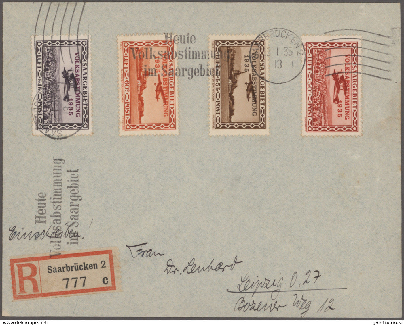 Deutsche Abstimmungsgebiete: Saargebiet: 1934/1935 "VOLKSABSTIMMUNG": 30 Belege