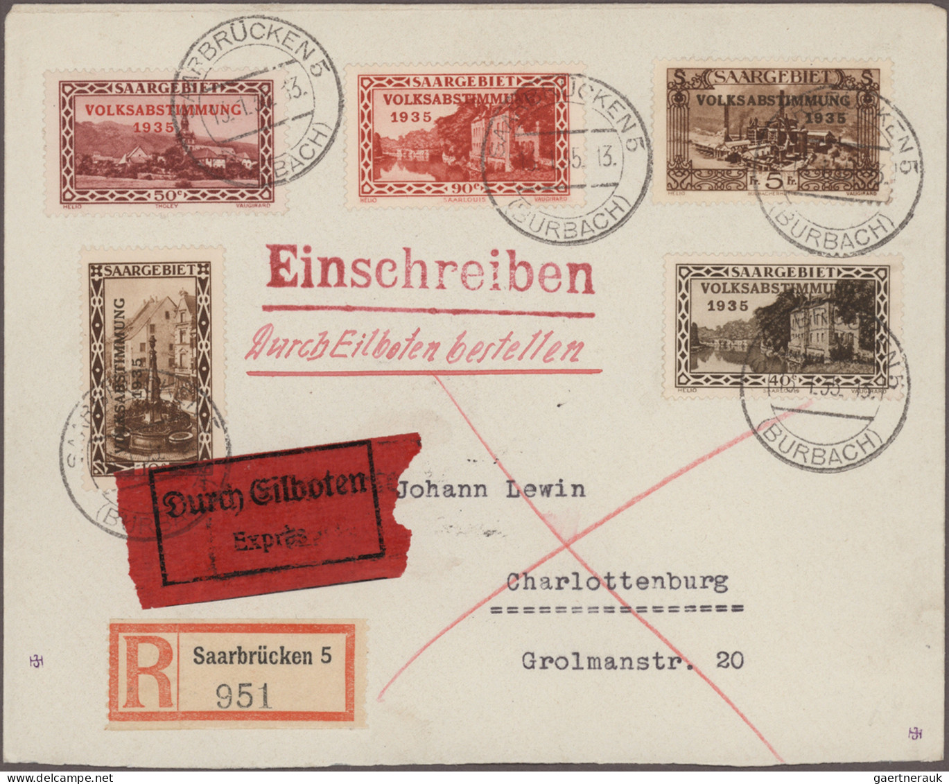 Deutsche Abstimmungsgebiete: Saargebiet: 1934/1935 "VOLKSABSTIMMUNG": 85 Belege - Covers & Documents