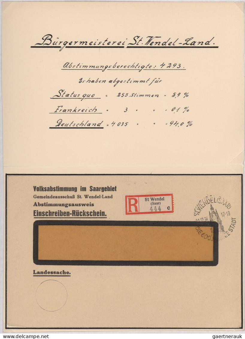 Deutsche Abstimmungsgebiete: Saargebiet: 1935 "SAARABSTIMMUNG": Umfangreiche Spe