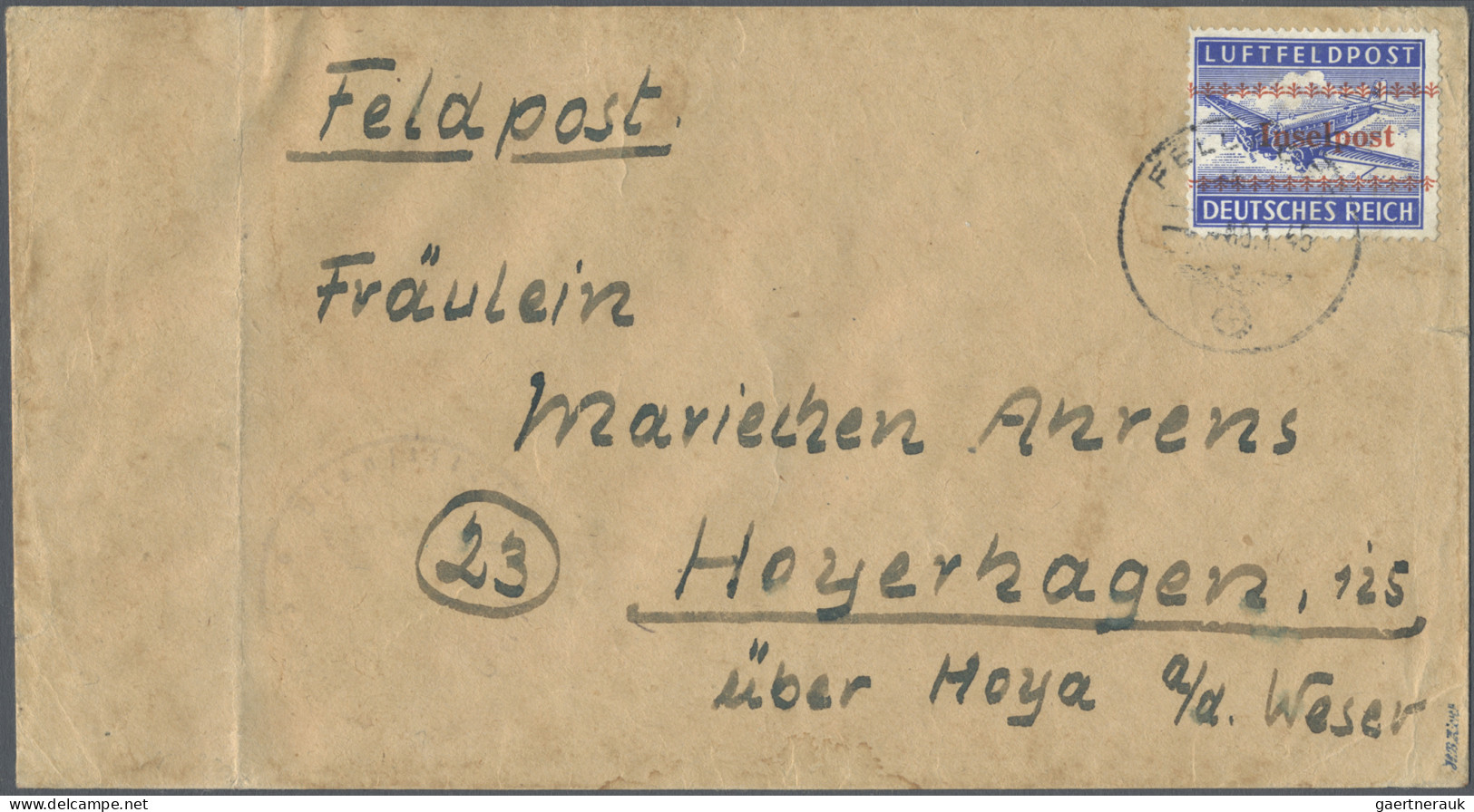 Feldpostmarken: 1943/1944, Lot Mit Tunispäckchen-Marken Und 7 Inselpost-Belegen, - Sonstige & Ohne Zuordnung