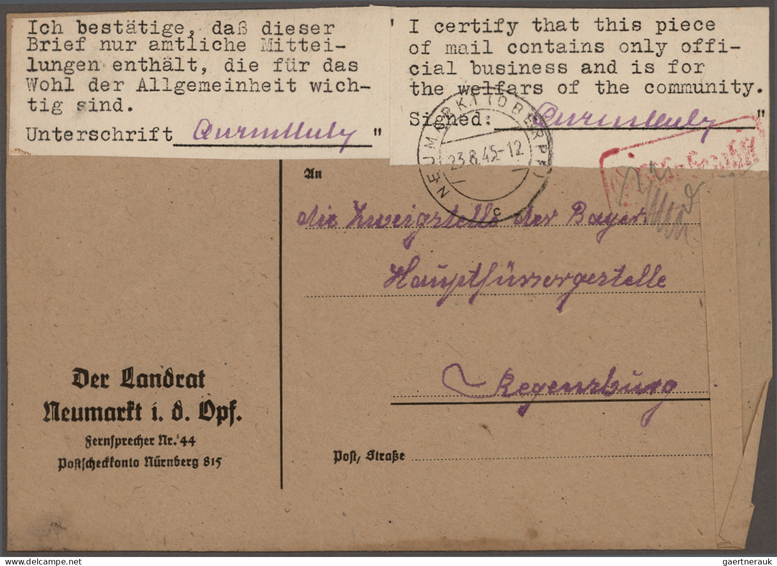 Alliierte Besetzung - Gebühr Bezahlt: 1945/1946, Sammlung Von Ca. 100 Bedarfsbri - Autres & Non Classés