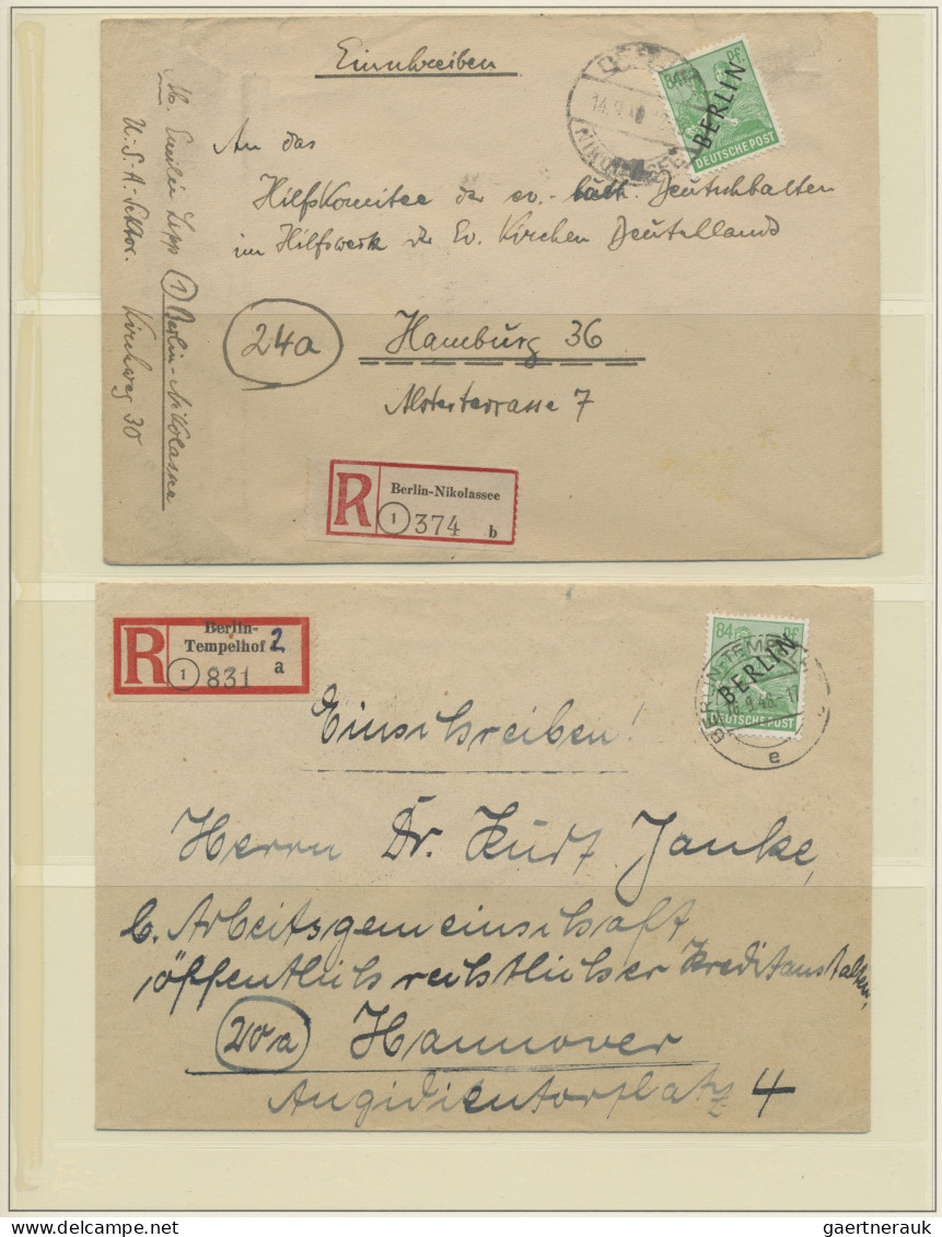 Berlin: 1948/1949, Schwarzaufdruck, Sammlung Von 45 Briefen Und Karten Mit Nette - Lettres & Documents