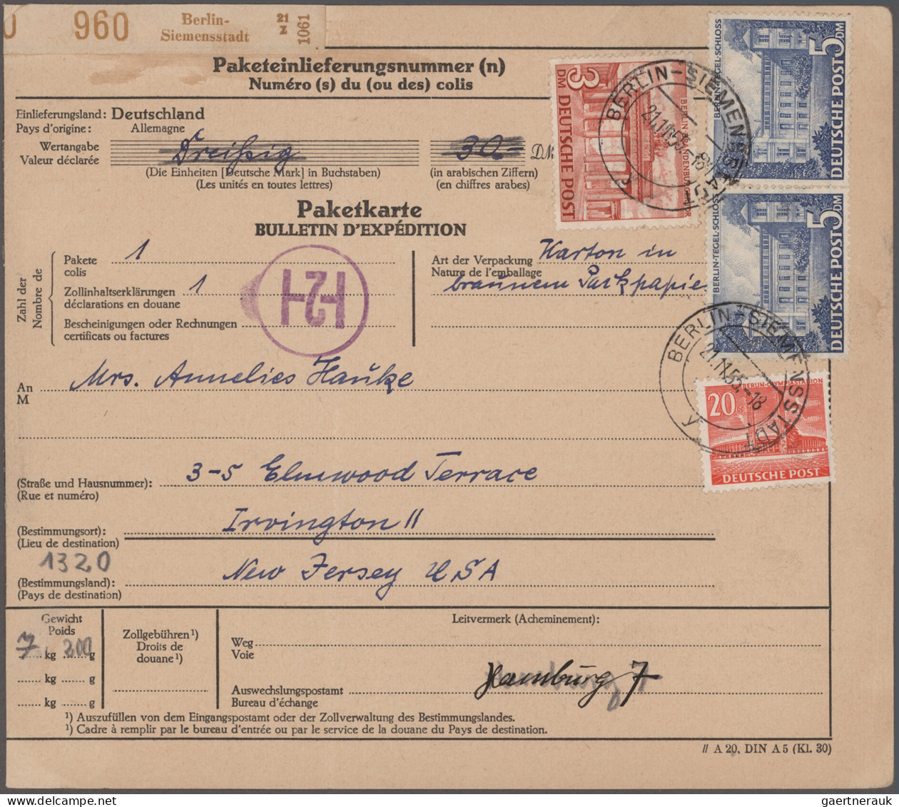 Berlin: 1949/1955, Bauten I, Sammlung von 40 Bedarfsbelegen, dabei Auslandspost,