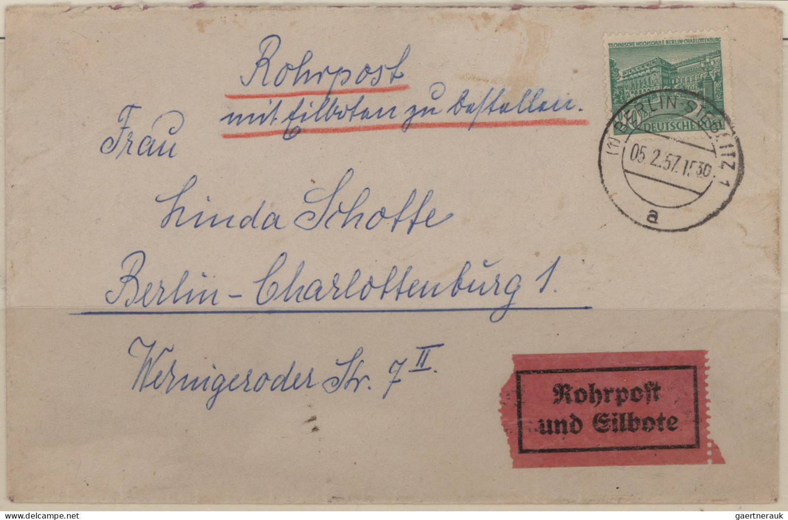 Berlin: 1949/1955, Bauten I, Sammlung von 40 Bedarfsbelegen, dabei Auslandspost,