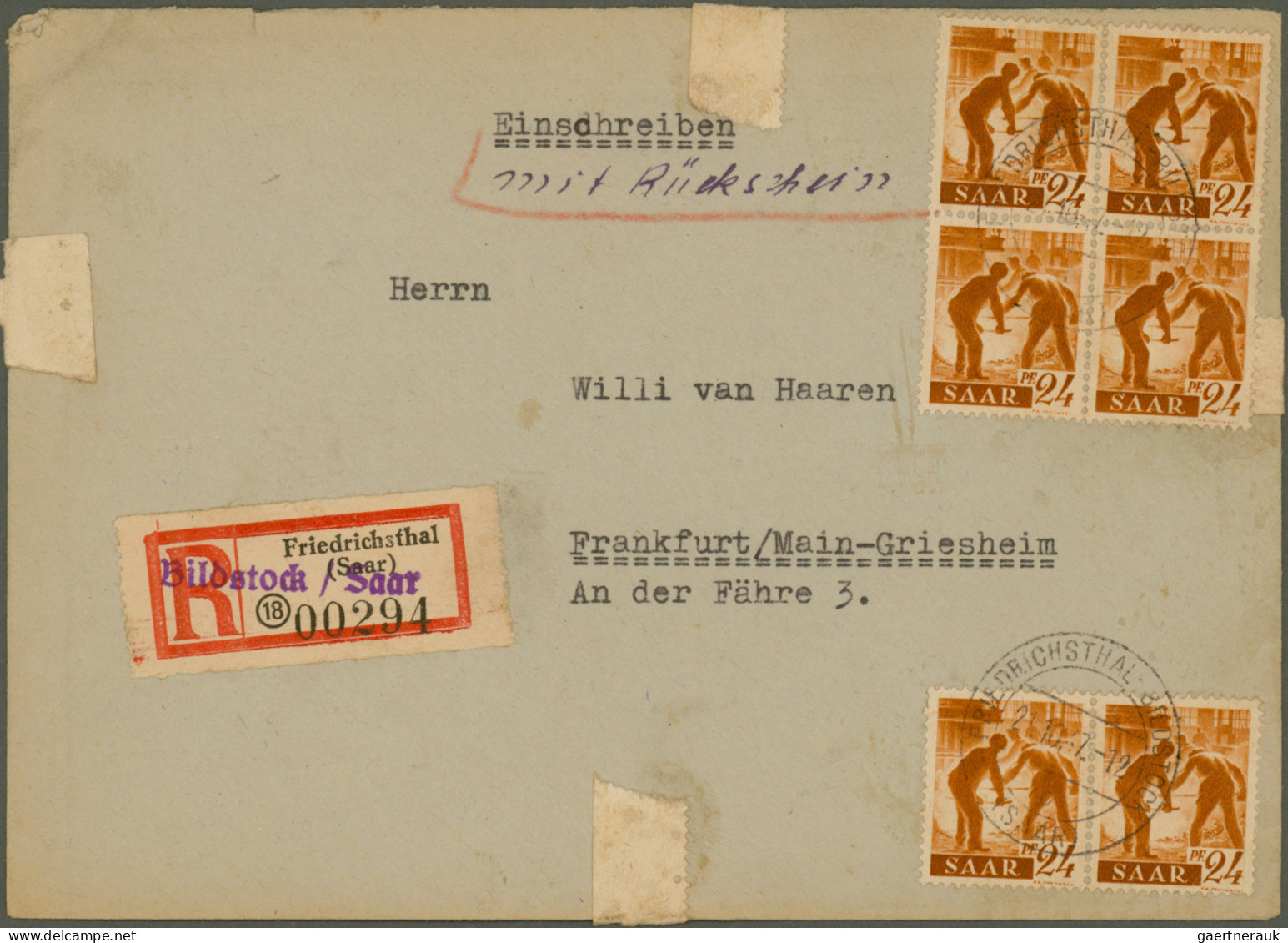 Saarland (1947/56): 1945/1958, Partie Von 60 Bedarfs-Briefen/-Karten Ab Etwas Ge - Lettres & Documents