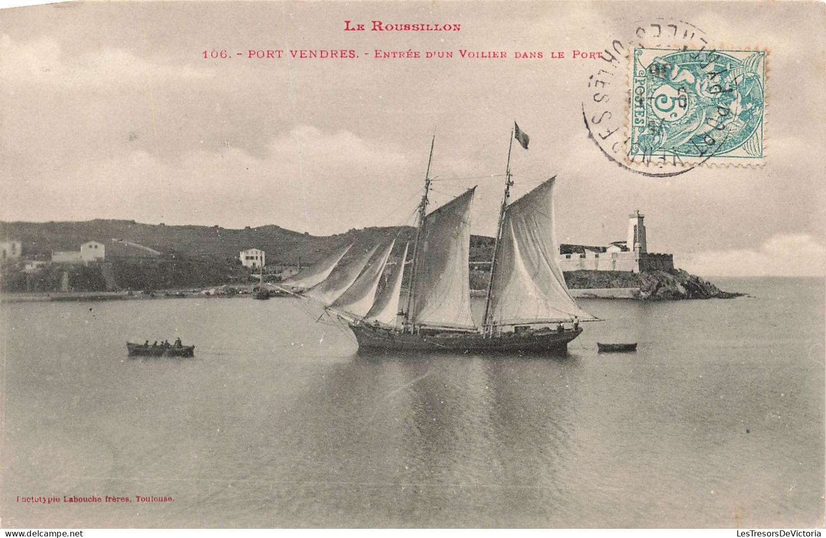 FRANCE - Port Vendres - Entrée D'un Voilier Dans Le Port - Carte Postale Ancienne - Port Vendres